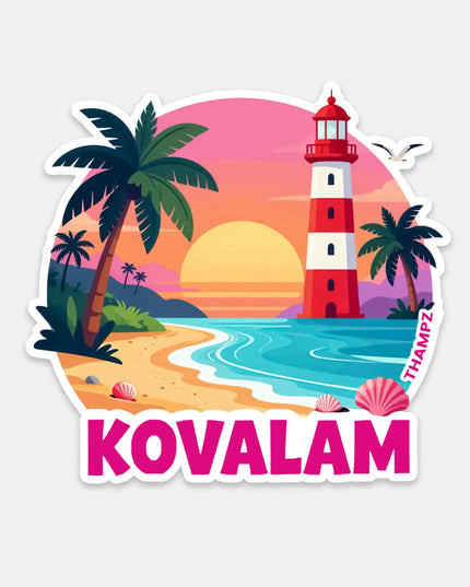 Kovalam Lighthouse Sunset Vinyl Travel Sticker