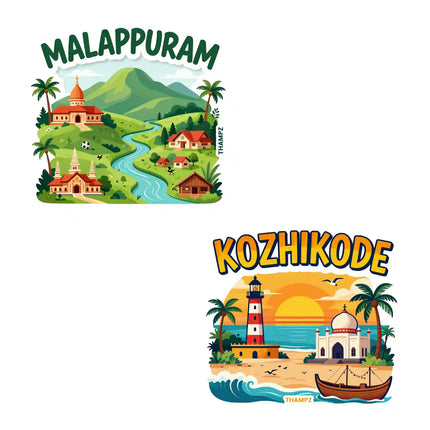 kozhikode  malappuram premium matte vinyl stickers combo set of 2 die cut premium travel souvenir