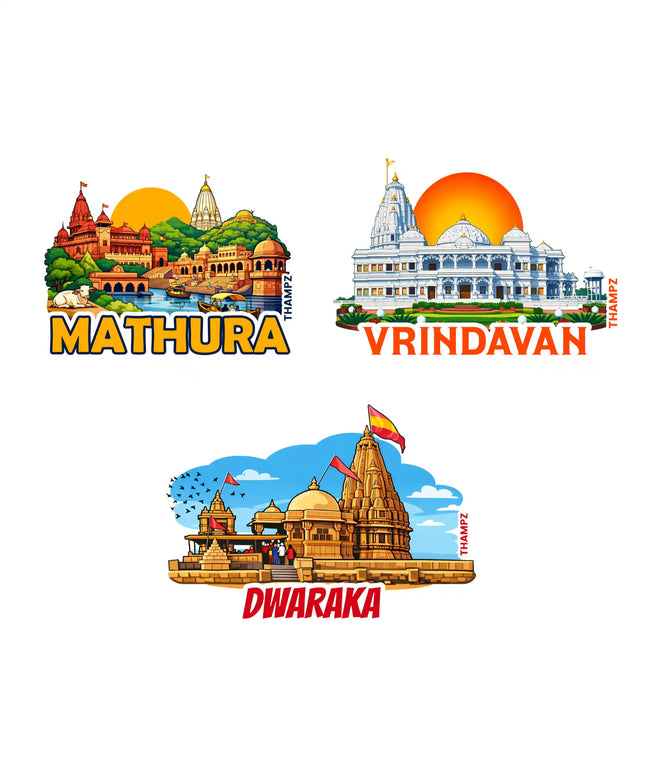 krishna circuit premium matte vinyl stickers combo set of 3 die cut devotional collection