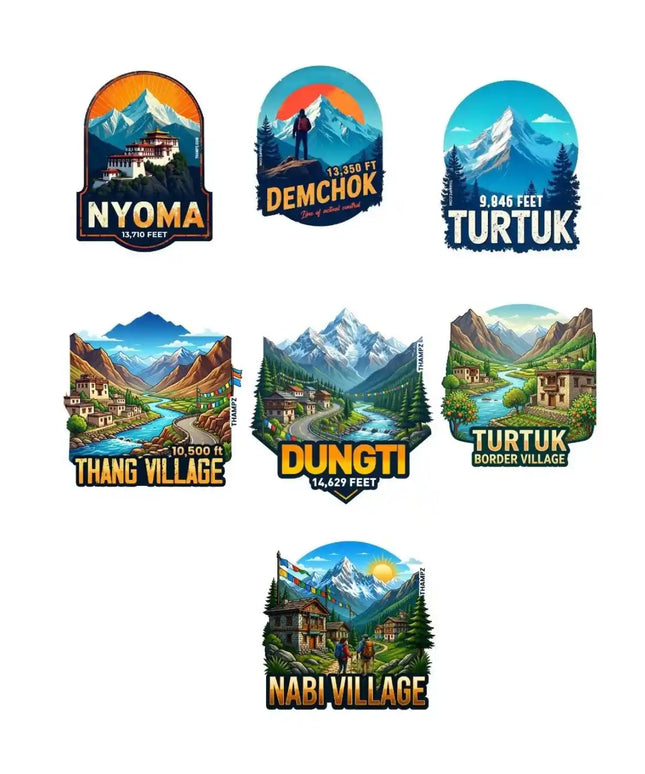 Ladakh Hidden Frontiers 3D Embossed Flexible Fridge Magnets (Set of 7) – Himalayan Travel Souvenir Set