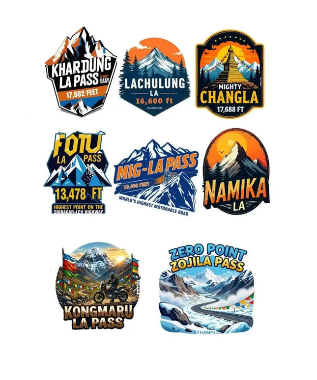 Ladakh High Pass Legends 3D Embossed Flexible Fridge Magnets (Set of 8) – Himalayan Travel Souvenir Set