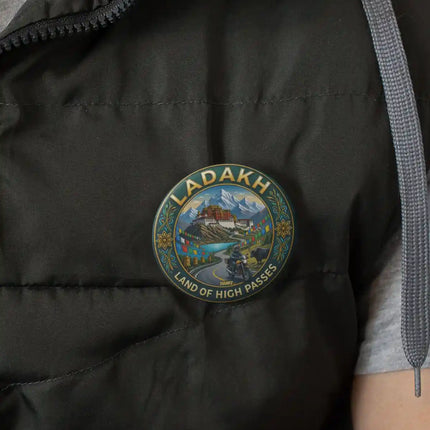 Ladakh Monastery & Mountain Road Scenic Pin Badge – Himalayan Travel Souvenir