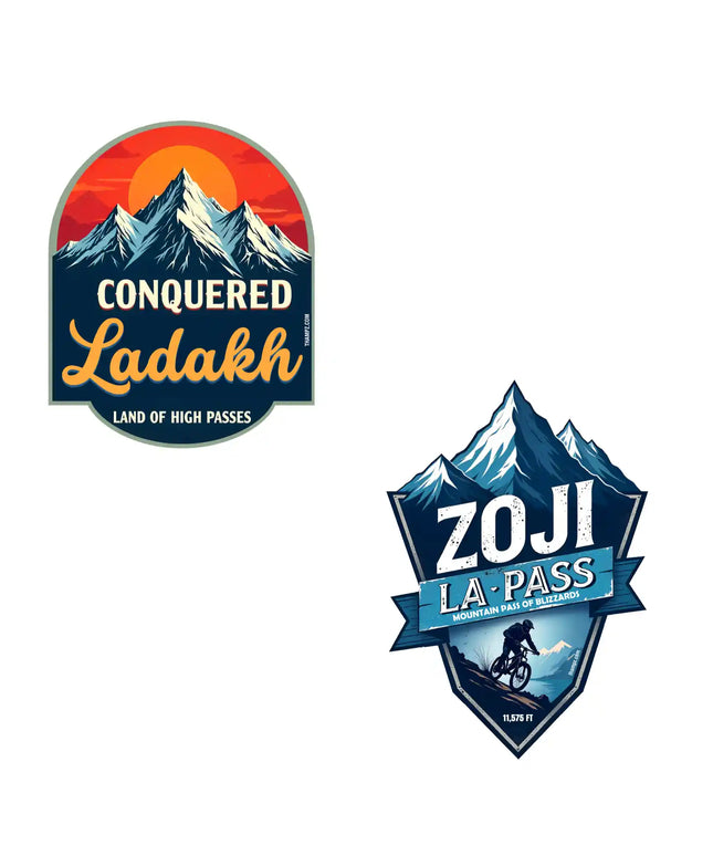 ladakh  zojila pass 3d embossed vinyl stickers combo set of 2 premium die cut travel souvenir