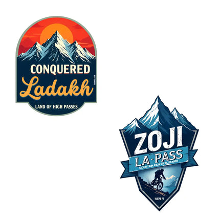 ladakh  zojila pass premium matte vinyl stickers combo set of 2 die cut premium travel souvenir
