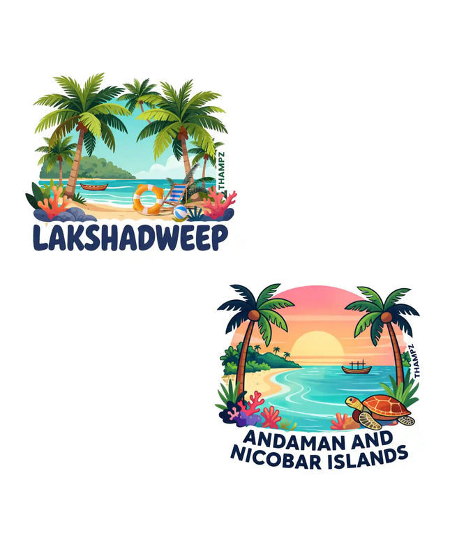 lakshadweep  andaman islands 3d embossed vinyl stickers combo set of 2 premium die cut travel souvenir
