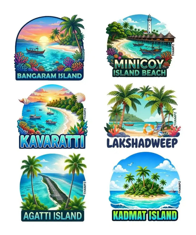 Lakshadweep Island Paradise 3D Embossed Flexible Fridge Magnets (Set of 6) – Island Travel Souvenir Set