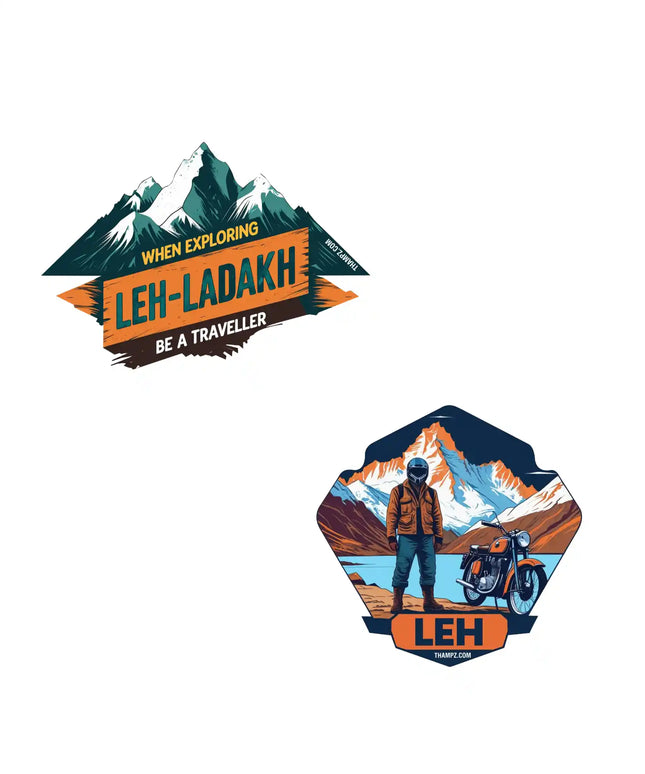 leh  leh ladakh 3d embossed vinyl stickers combo set of 2 premium die cut travel souvenir