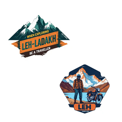 leh  leh ladakh premium matte vinyl stickers combo set of 2 die cut premium travel souvenir