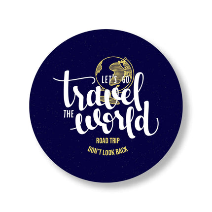 Let’s Go Travel the World – Road Trip Round Pin Badge