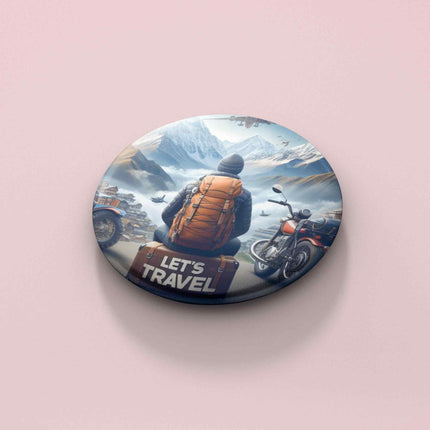 Let’s Travel – Adventure Backpacker Round Pin Badge