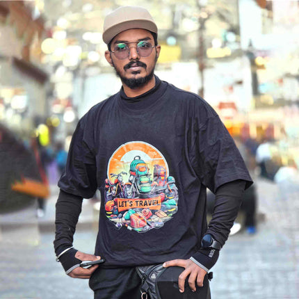 Let’s Travel - Motorcycle & Backpack Adventure Oversized T-Shirt