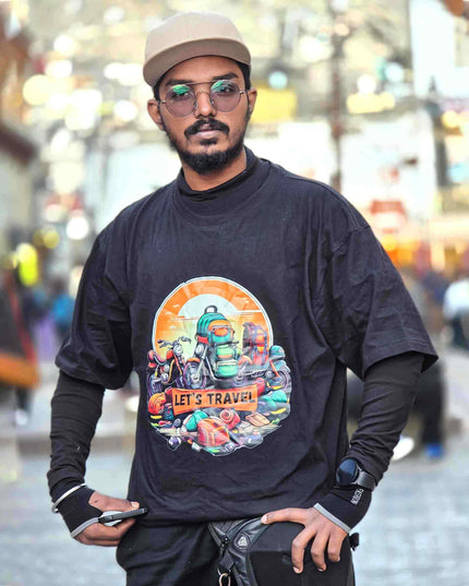 Let’s Travel - Motorcycle & Backpack Adventure Oversized T-Shirt