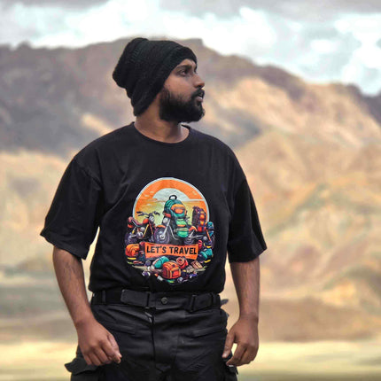 Let’s Travel - Motorcycle & Backpack Adventure Oversized T-Shirt