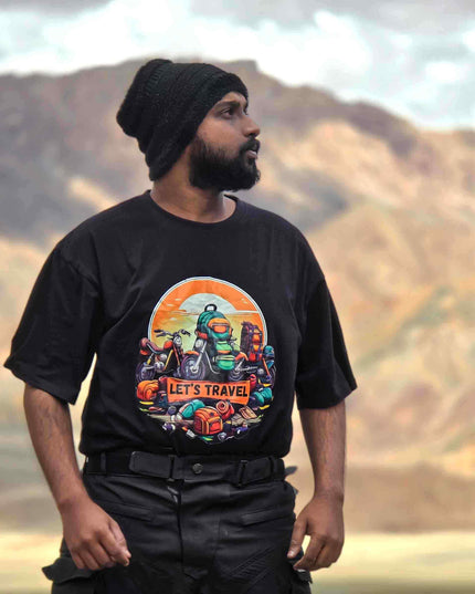 Let’s Travel - Motorcycle & Backpack Adventure Oversized T-Shirt