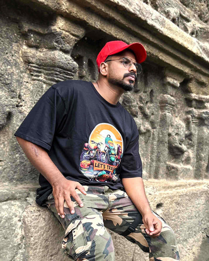 Let’s Travel - Motorcycle & Backpack Adventure Oversized T-Shirt