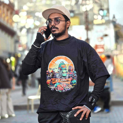 Let’s Travel - Motorcycle & Backpack Adventure Oversized T-Shirt