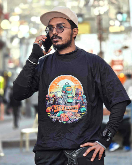 Let’s Travel - Motorcycle & Backpack Adventure Oversized T-Shirt