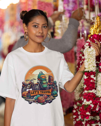 Let’s Travel - Motorcycle & Backpack Adventure Oversized T-Shirt