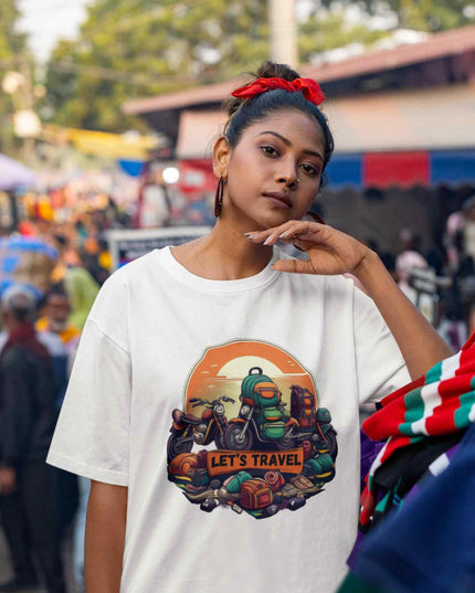 Let’s Travel - Motorcycle & Backpack Adventure Oversized T-Shirt