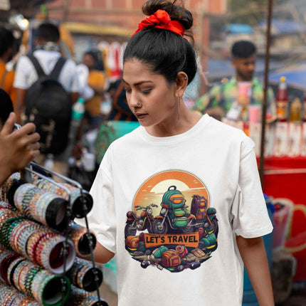 Let’s Travel - Motorcycle & Backpack Adventure Oversized T-Shirt