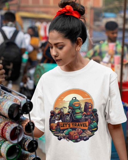 Let’s Travel - Motorcycle & Backpack Adventure Oversized T-Shirt