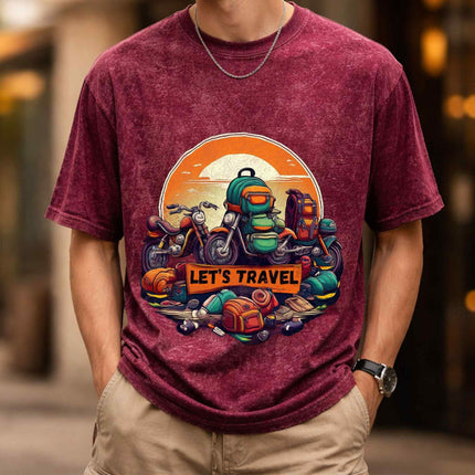 Let’s Travel Oversized Unisex Acid Wash T-Shirt