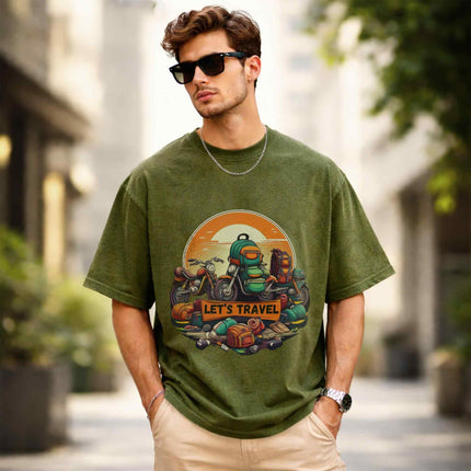 Let’s Travel Oversized Unisex Acid Wash T-Shirt
