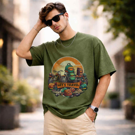 Let’s Travel Oversized Unisex Acid Wash T-Shirt