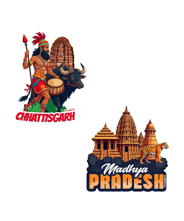 madhya pradesh  chhattisgarh 3d embossed flexible fridge magnet combo set of 2 05mm premium travel souvenir