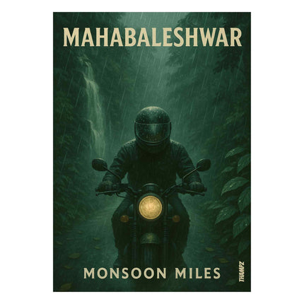 Mahabaleshwar Monsoon Miles Poster Rain Ride Motorcycle Wall Art