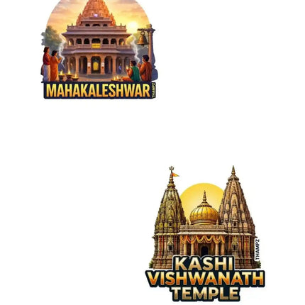 Mahakaleshwar & Kashi Vishwanath Temple Fridge Magnet – Spiritual Travel Souvenir & Collectible