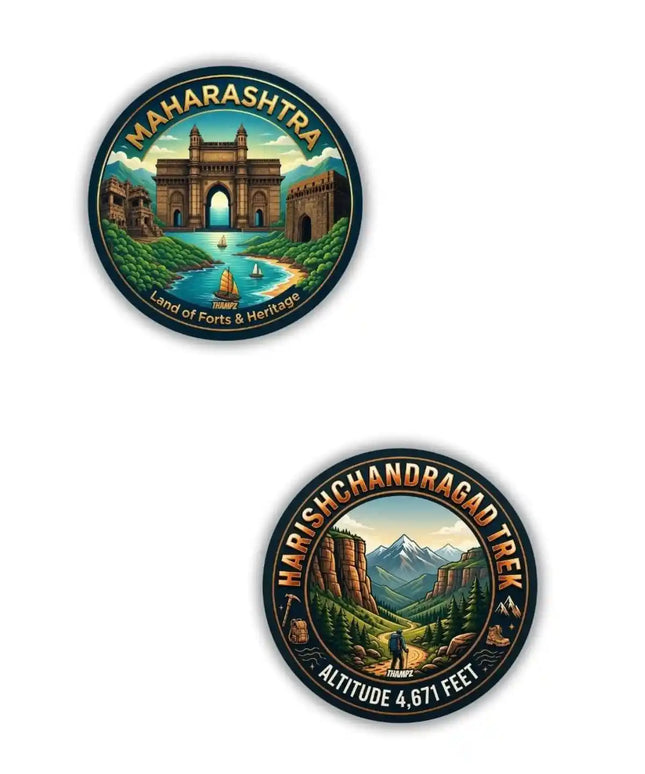 Maharashtra  Harishchandragad Trek Metal Pin Badges Set of 2  Mountain Adventure Souvenir Collection