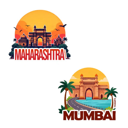 maharashtra  mumbai 3d embossed flexible fridge magnet combo set of 2 05mm premium travel souvenir