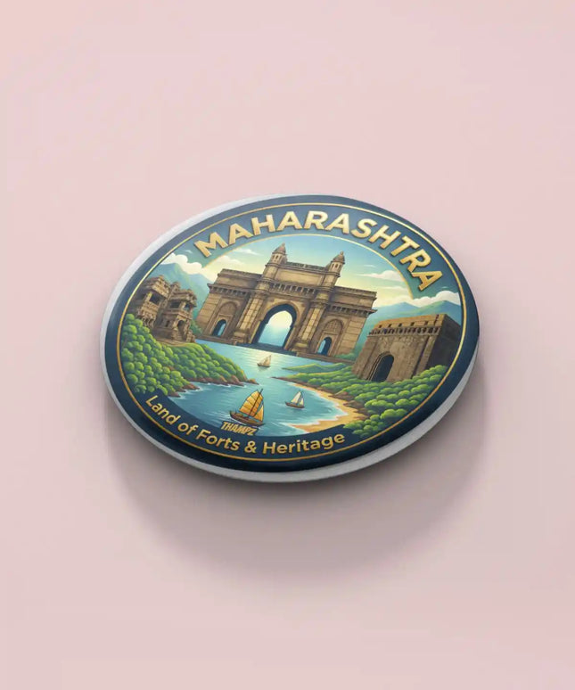 Maharashtra Pin Badge – Land of Forts & Heritage Travel Souvenir Collectible