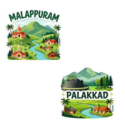 malappuram  palakkad kerala 3d embossed vinyl stickers combo set of 2 premium die cut travel souvenir