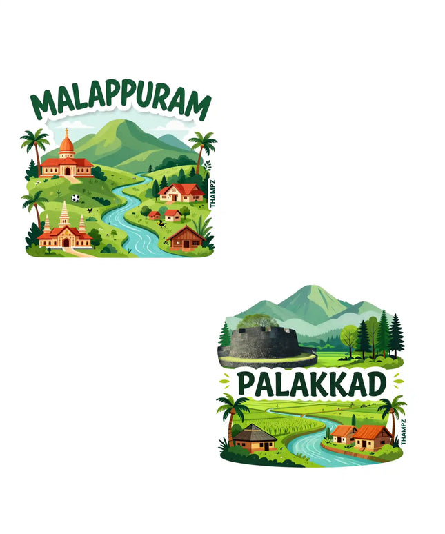 malappuram  palakkad kerala premium matte vinyl stickers combo set of 2 die cut travel souvenir
