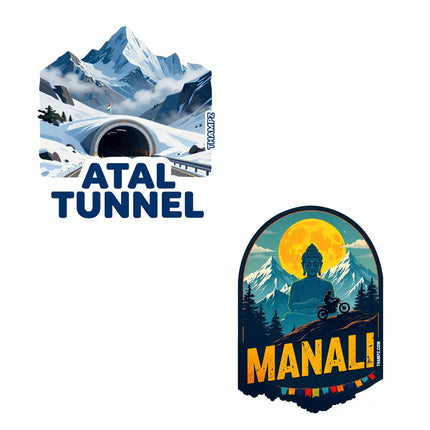 manali  atal tunnel 3d embossed vinyl stickers combo set of 2 premium die cut travel souvenir