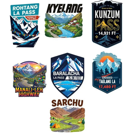 Manali–Leh High Passes 3D Embossed Flexible Fridge Magnets (Set of 7) – Himalayan Travel Souvenir Set