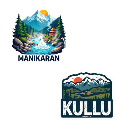 manikaran  kullu 3d embossed vinyl stickers combo set of 2 premium die cut travel souvenir