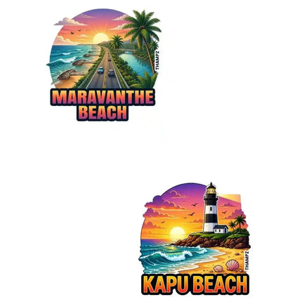 Maravanthe Beach & Kapu Beach Fridge Magnet – Karnataka Coastal Travel Souvenir & Collectible