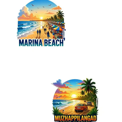 Marina Beach & Muzhappilangad Drive-in Beach Fridge Magnet – Coastal Travel Souvenir & Collectible
