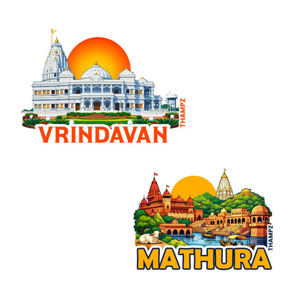 mathura  vrindavan 3d embossed flexible fridge magnet combo set of 2 05mm premium travel souvenir