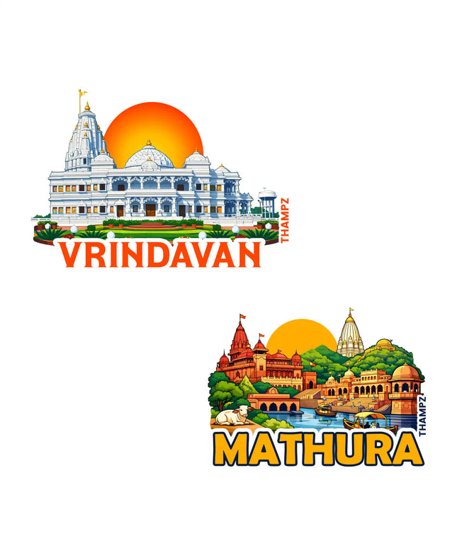 mathura  vrindavan 3d embossed flexible fridge magnet combo set of 2 05mm premium travel souvenir