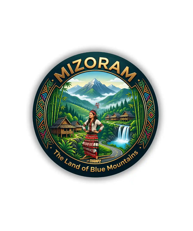 Mizoram Traditional Tribal Village Pin Badge – Cultural Travel Souvenir