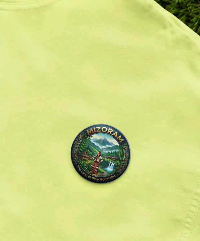 Mizoram Traditional Tribal Village Pin Badge – Cultural Travel Souvenir