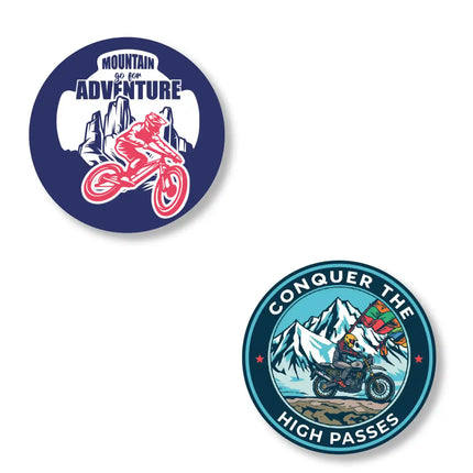 mountain adventure  conquer stylish metal pin badges for bags jackets  caps pair of 2