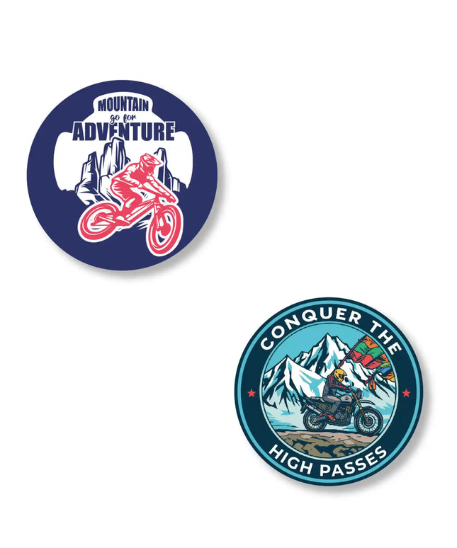 mountain adventure  conquer stylish metal pin badges for bags jackets  caps pair of 2