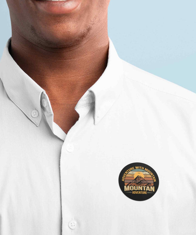 Mountain Adventure – Sunset Explorer Round Pin Badge