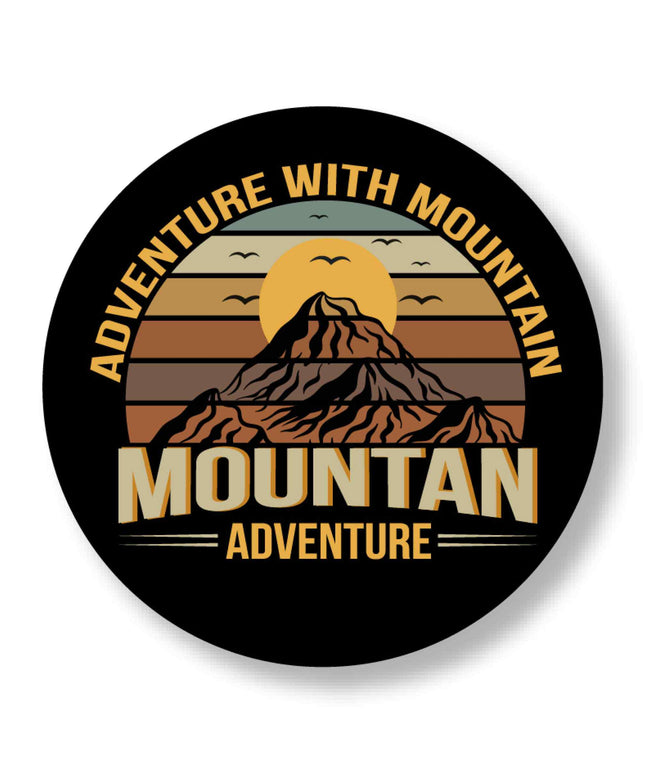 Mountain Adventure – Sunset Explorer Round Pin Badge