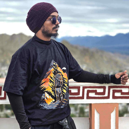 Mountain Explorer Adventure Hiking Oversized Black T Shirt